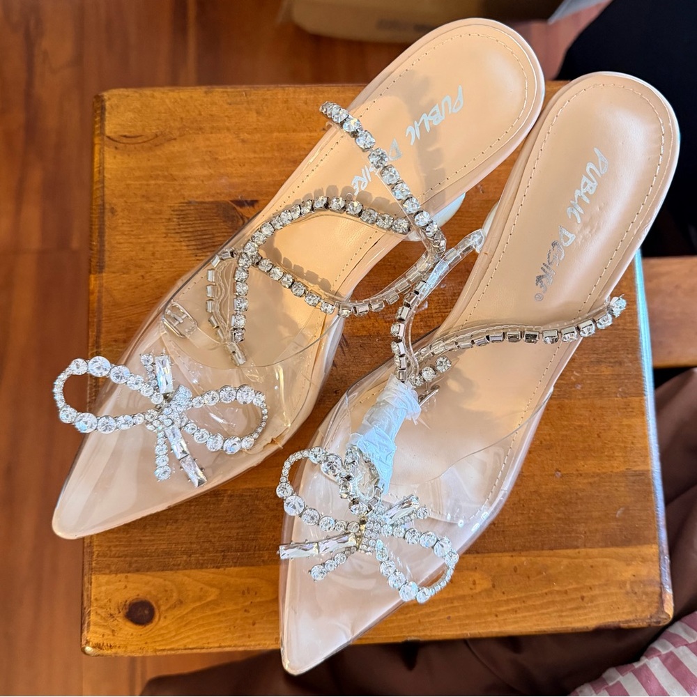 Public Desire Silver and Clear Heels - Picture 2 of 5